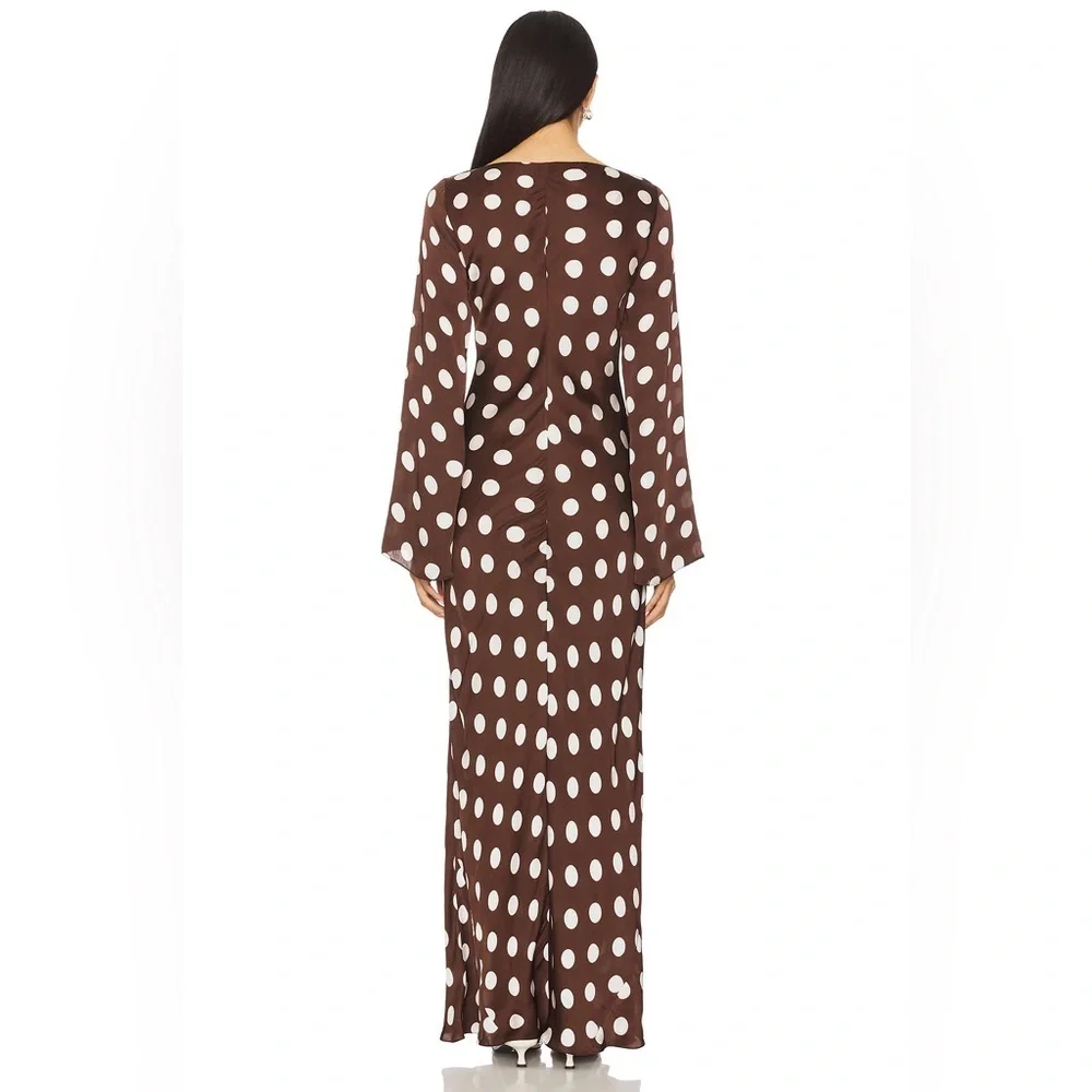 HEMANT & NANDITA Tira Brown and White Polka Dot Long Sleeve Dress - Picture 3 of 8